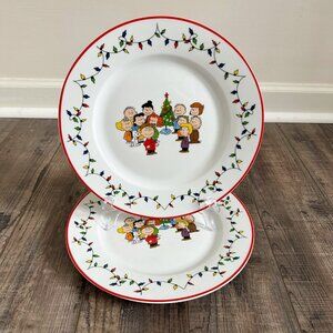 Peanuts Charlie Brown Christmas Lights Set of 2 Christmas Dinner Plates Zrike